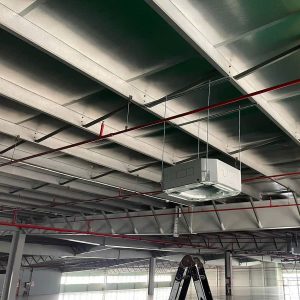 Home Nhà thầu cơ điện TTK thi công lắp đặt máy lạnh cassette âm trần cho nhà xưởng Long An